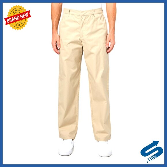 Men's Cotton Twill Chino Pants Regular Fit Straight Leg Business Casual